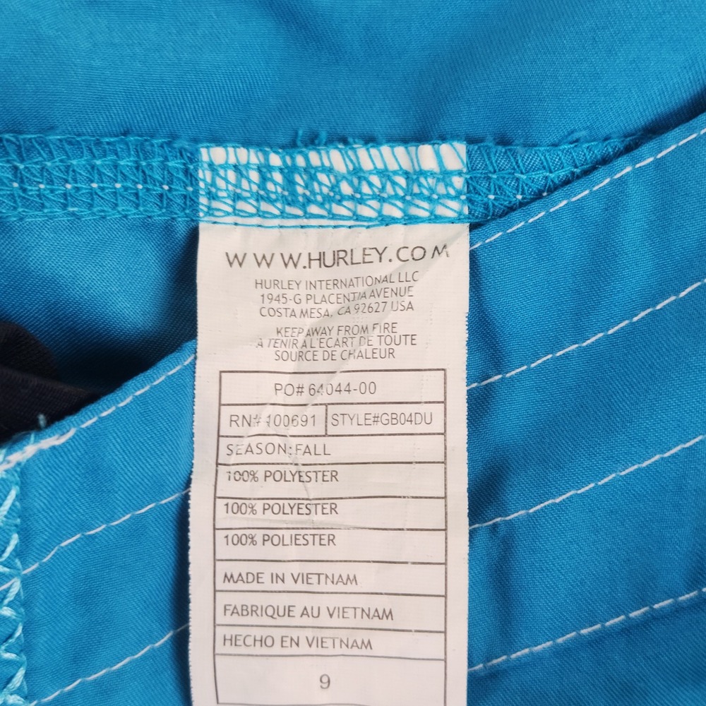 Hurley Board Shorts Swim Trunks Mens 35 Blue GB04DU Lace Up Solid Surf - Picture 3 of 8
